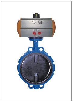 无销衬胶气动对夹式蝶阀